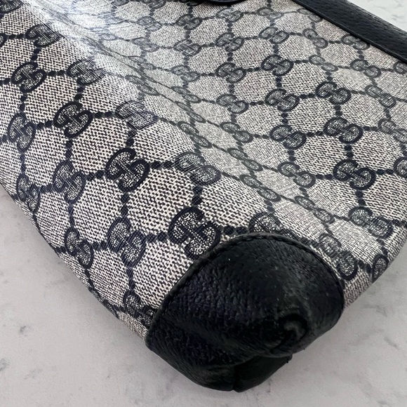 Vintage Gucci Navy Coated Canvas Clutch - Picture 3 of 8